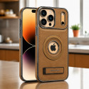 JINDUKA PU Leather & Metal MagSafe iPhone Case With Stand 