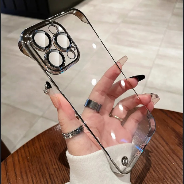 Frameless 2 Cut Clear Case For iPhone With Lens Protection