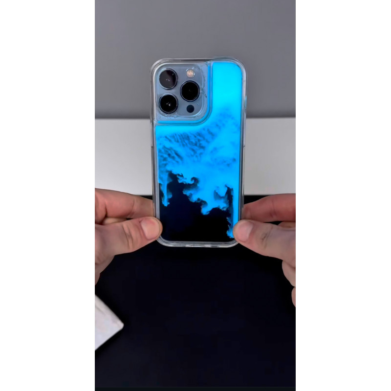 Luminous Dark Night Blue Radiant Liquid Case For iPhone