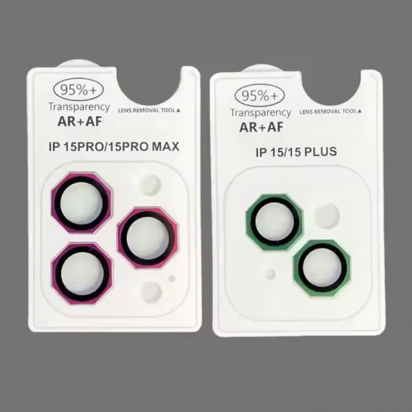 Octagonal Metal Aluminum Alloy Tempered Glass Camera Lens Protector for iPhone