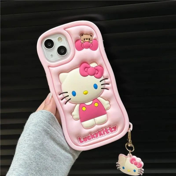 3D Cartoon Sanrio Hello Kitty Silica gel Soft Phone Case For iPhone