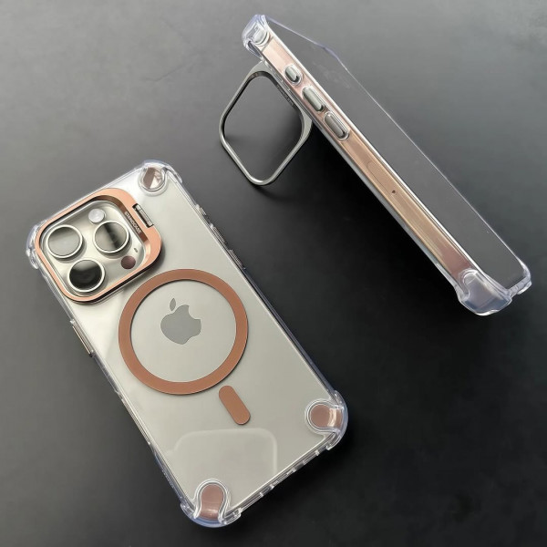 Transparent Acrylic Magnetic Phone Case with Glass Protector for iPhone