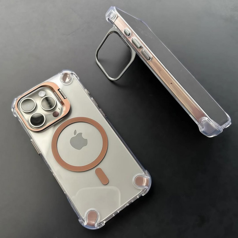 Transparent Acrylic Magnetic Phone Case with Glass Protector for iPhone