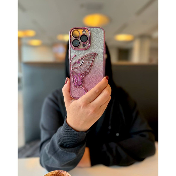 Butterfly Glitter Quicksand with Lens Protection iPhone Case