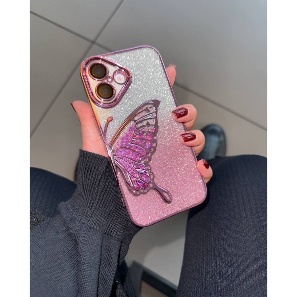 Butterfly Glitter Quicksand with Lens Protection iPhone Case