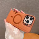 Skin Feel Shockproof PU Leather Magsafe With Camera Window Glass Case for iPhone