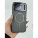 Skin Feel Shockproof PU Leather Magsafe With Camera Window Glass Case for iPhone