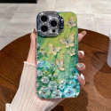 Luxury Butterfly Oil Painting with Lens Protection Holder Shockproof Bumper Cover