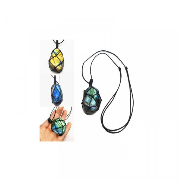 Faux Moonstone Weave Rope Handmade Necklace