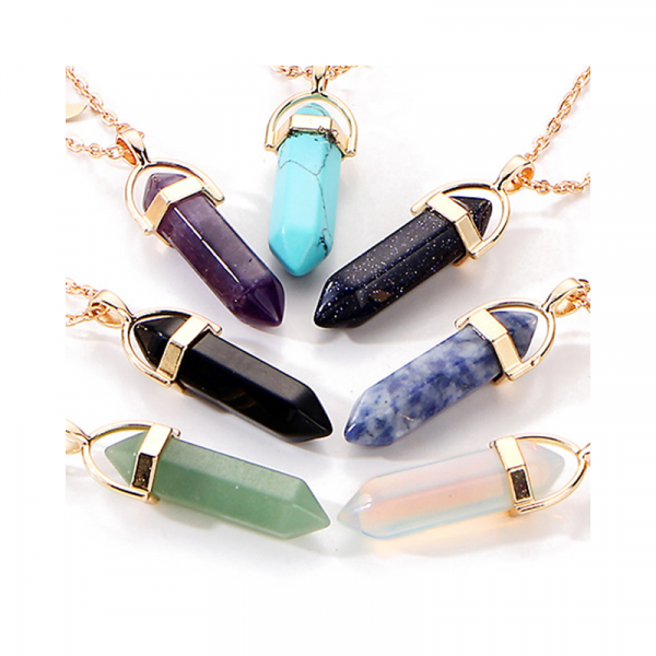 Women Crescent Moon Stone Jewelry Pendant Necklace