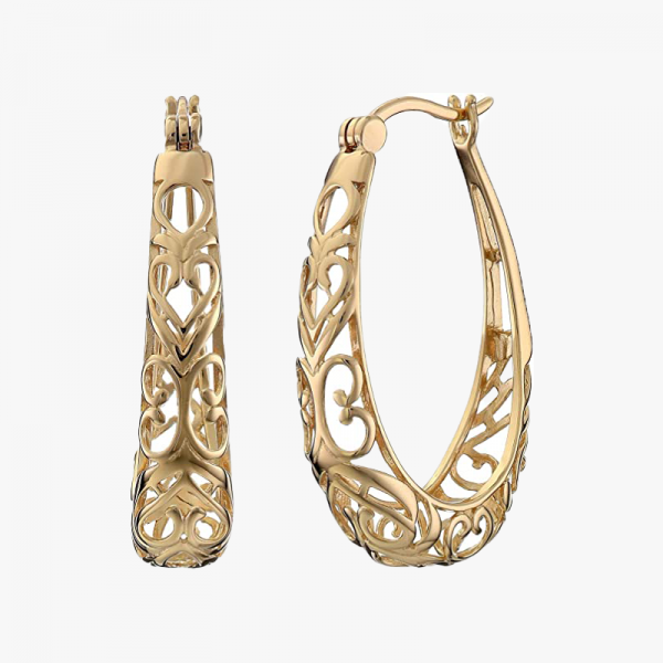 Sterling Silver Filigree Hoop Earrings