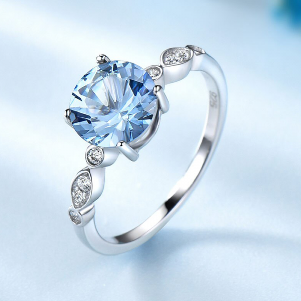 UMCHO Sky Blue Topaz Silver Ring