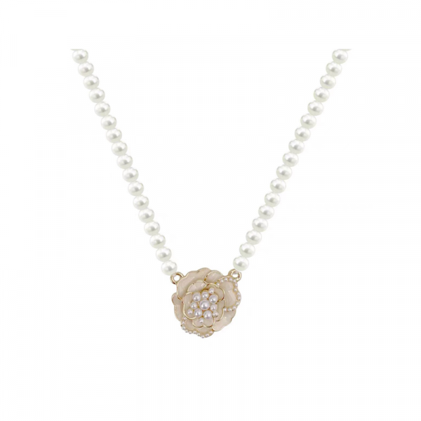 Women Camellia Pearl Necklace