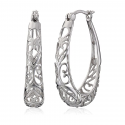 Sterling Silver Filigree Hoop Earrings
