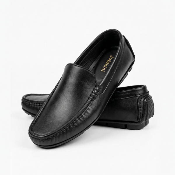 Genuine Leather Loafer For Men ! Plain Black ! - L111