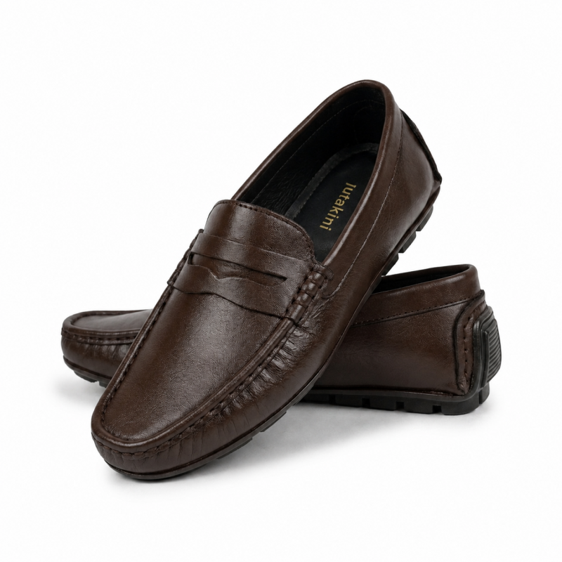 Genuine Leather Loafer For Men ! Brown Shattle ! - L114