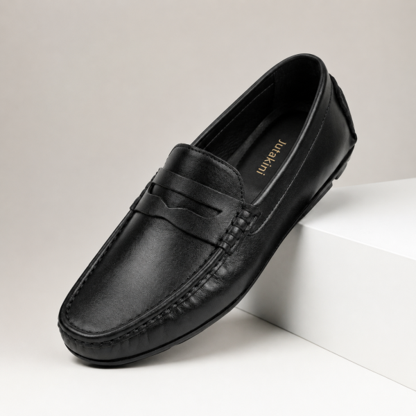 Genuine Leather Loafer For Men ! Black Shattle ! - L113