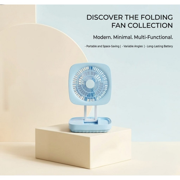  Rechargeable Soft Light Desktop Silent Foldable Electric Table Fan (JK-F666)