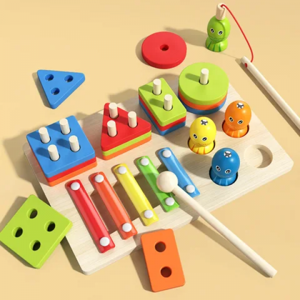3 In 1 Wooden Column Set Toy
