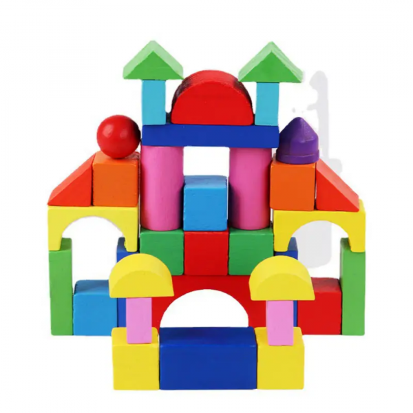 Wooden Colorful Children's Particle Building Blocks Puzzle Toys
