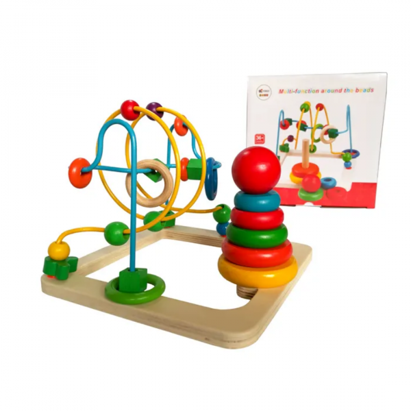 Children Educational Round Early Development Preschool Learning Wooden Bead Maze 