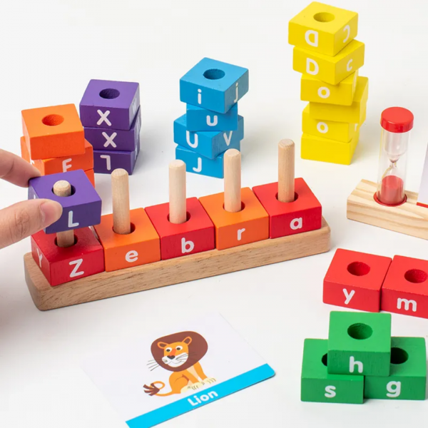 Five sets of column spelling word toys