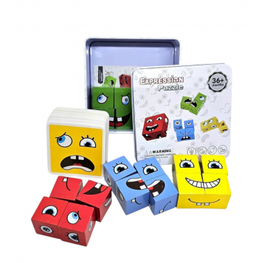  Montessori Expression Wooden Blocks Blocos for Children Kids Toys