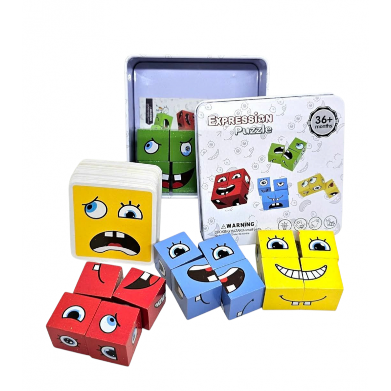  Montessori Expression Wooden Blocks Blocos for Children Kids Toys
