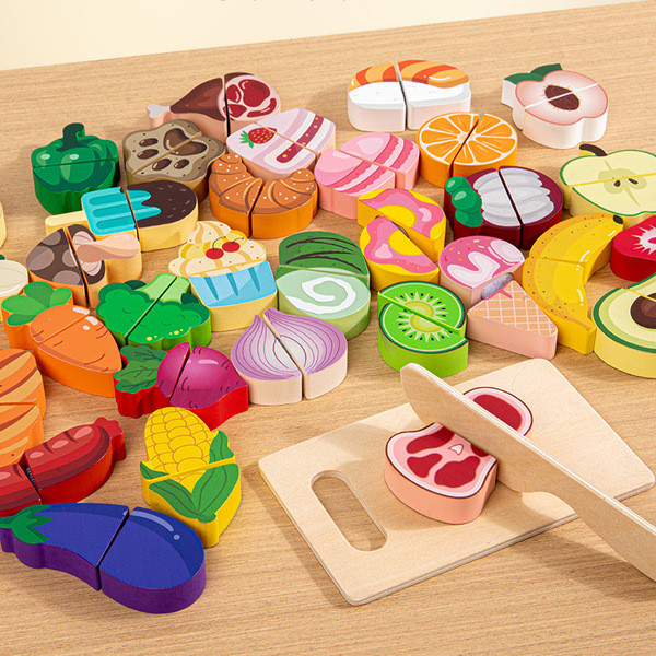 Wooden Play Home Simulation Food Fruit Vegetable Dessert Cut to See Baby Share Toy Kindergarten Playground