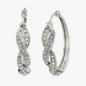 Sterling Silver Siam Hoop Earrings Made with Swarovski Crystal