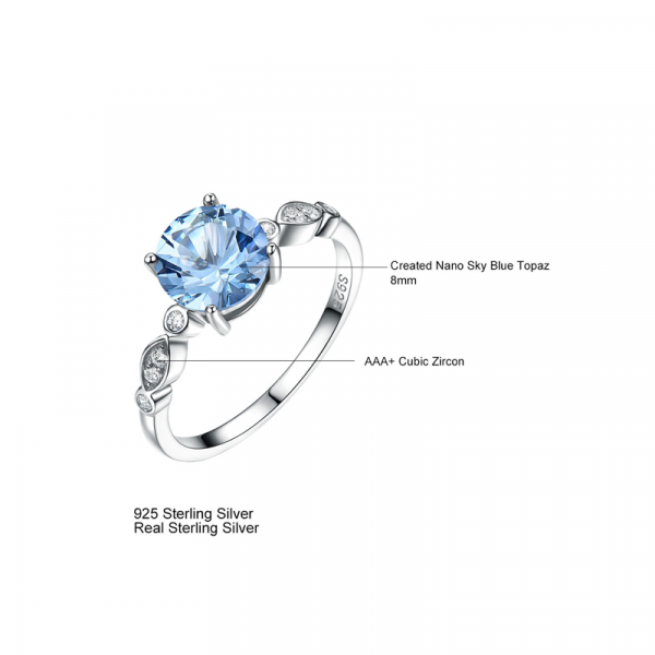 UMCHO Sky Blue Topaz Silver Ring