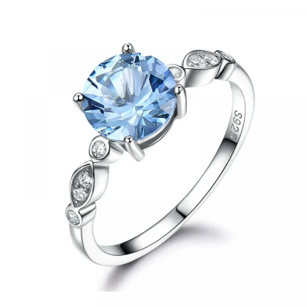 UMCHO Sky Blue Topaz Silver Ring