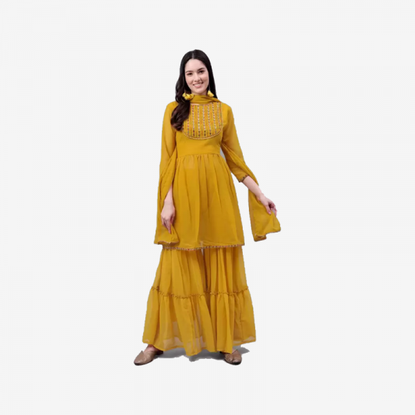 Women Kurta and Sharara Set Georgette