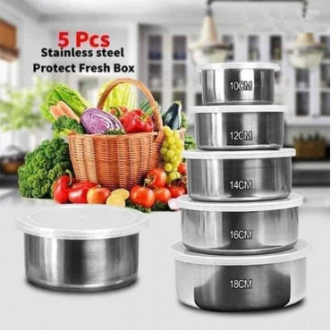 5 Pis Stainless Steel Bowls Set With Lids