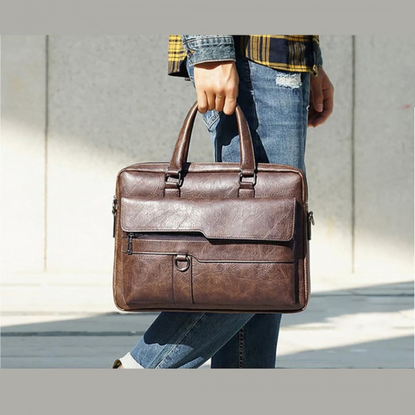 (025 MODEL)(CHOCOLLET )16"/12" LAPTOP & OFFICE (MEN & WOMEN) SHOULDER BAG 