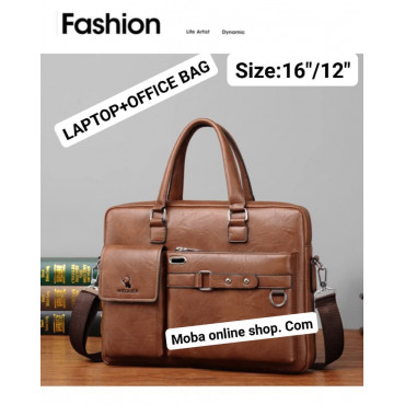 16"/12"(LAPTOP+OFFICE) LARGE CAPACITY MEN & WOMEN BAG(2 HANDLE )( BROWN )