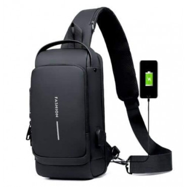 USB Charging Shoulder Bag(Black)