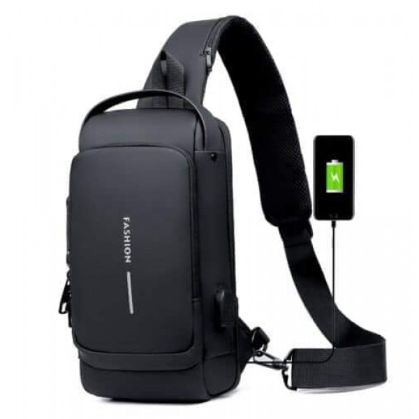 USB Charging Shoulder Bag(Black)