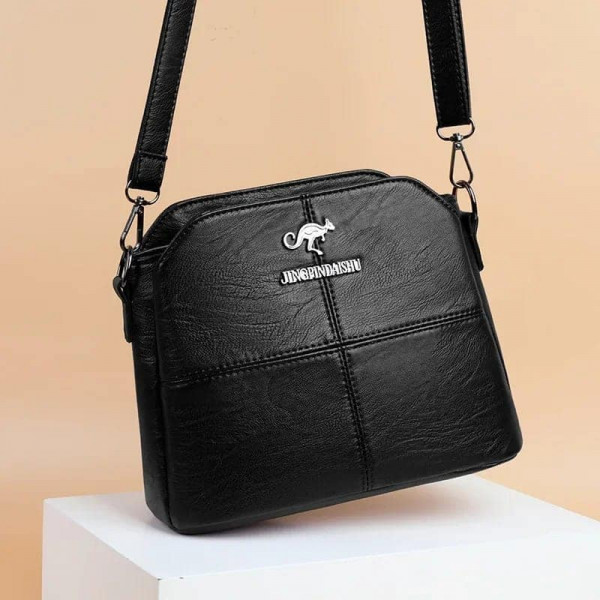 3 Layers Luxury Messenger Crossbody Bags ( Black )