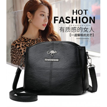 3 Layers Luxury Messenger Crossbody Bags ( Black )