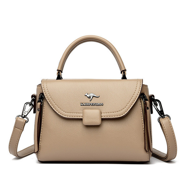Luxury Designer Fashion High Quality Leather Kangaroo Handbag(Off-white)