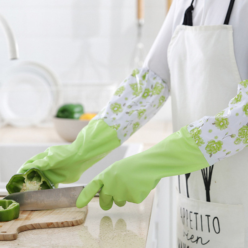 (১ জোড়া) Long Silicon Hand Gloves  Origina china  ( Green ) 