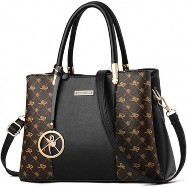Premium Quality, Classic Design and Elegant Style Orgnial PU Leather handbag for Women (Black)