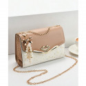 Golden Chain Strap Ladies Designer Bags Bowknot-decoration CrossBody Messenger Girls Fashion Confetti Purse Handbags (Khaki)