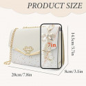 Golden Chain Strap Ladies Designer Bags Bowknot-decoration CrossBody Messenger Girls Fashion Confetti Purse Handbags (White)