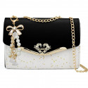 Golden Chain Strap Ladies Designer Bags Bowknot-decoration CrossBody Messenger Girls Fashion Confetti Purse Handbags (White)