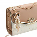 Golden Chain Strap Ladies Designer Bags Bowknot-decoration CrossBody Messenger Girls Fashion Confetti Purse Handbags (White)