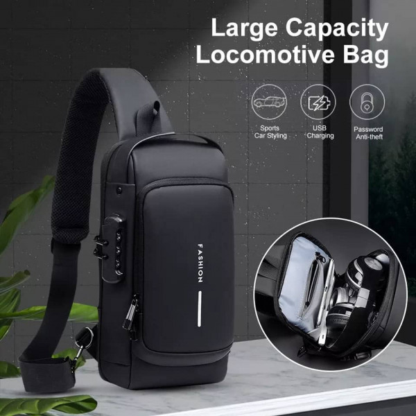 USB Charging Shoulder Bag(Black)