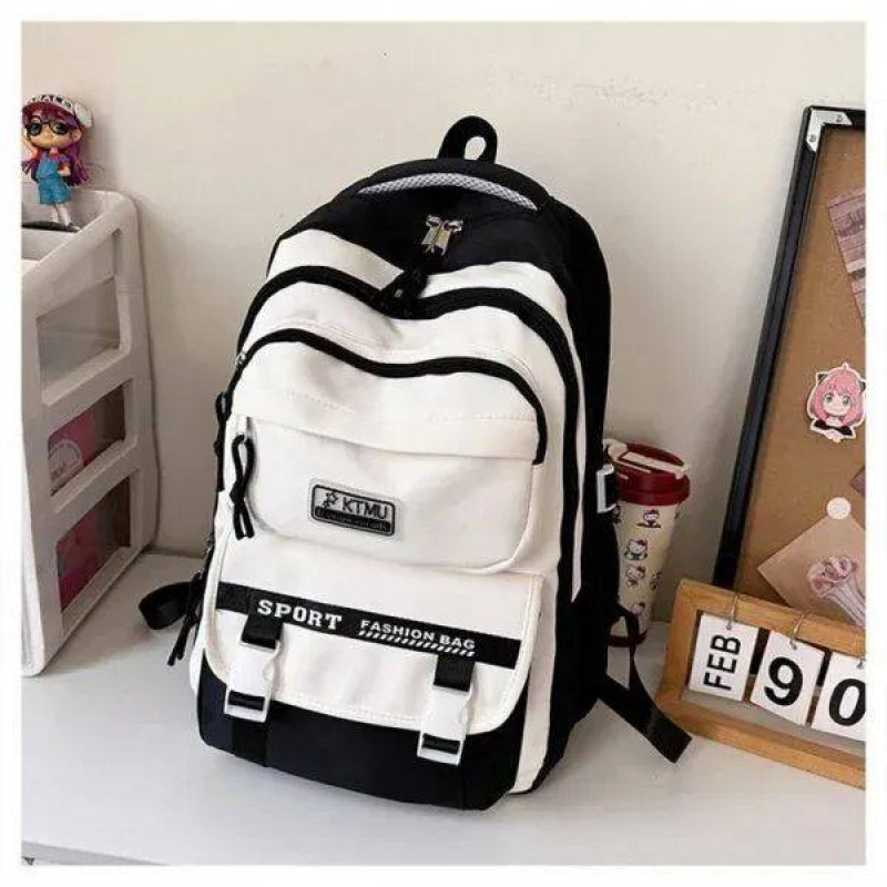  Academy Style School Bag Book Bag Lightweight College Student Backpack(Black)