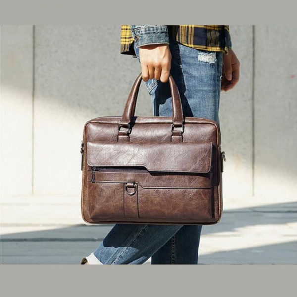 Amsburg Laptop Leather Bag ( black )